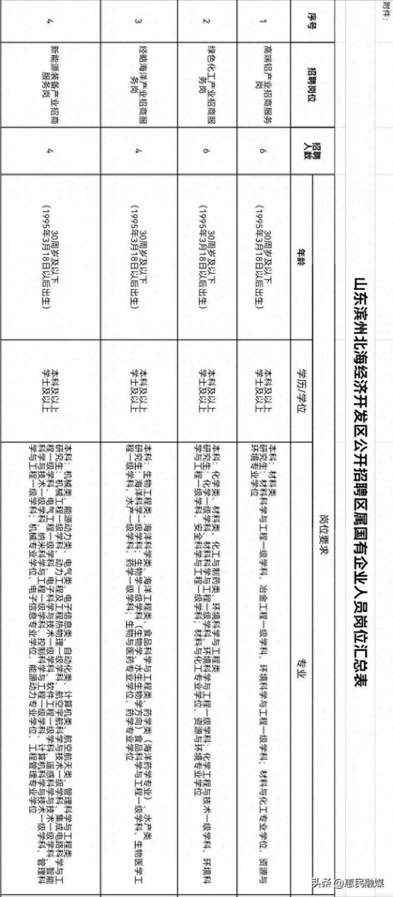 山东滨州北海经济开发区公开招聘 区属国有企业人员公告